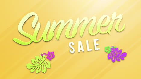 summer sale with flowers on yellow gradient texture