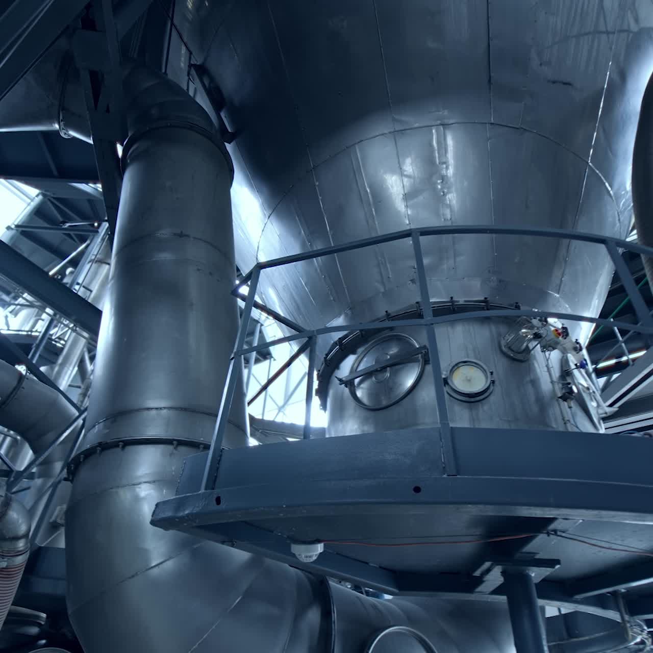 Equipment at the dairy plant. Milk products production in the modern dairy plant