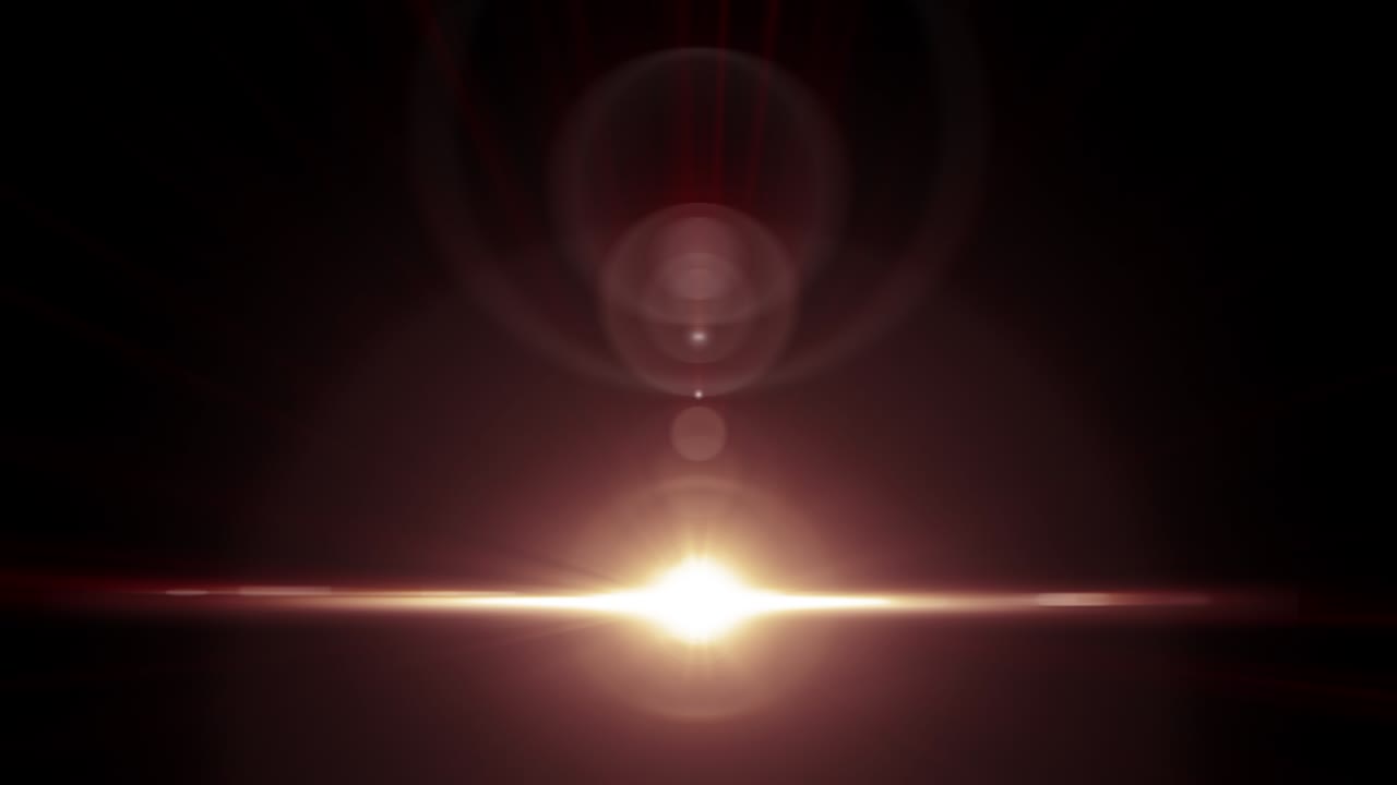 광학 렌즈 플레어는 자연스러운 스타일화 된 오렌지 빛의 조명과 함께 완벽한 루프입니다. 4k 3d 루프 애니메이션 황금빛 렌즈 불은 반이는 반이는 빛과 반이는 불 모션, 반이는 홀로 링 효과.