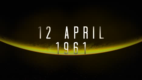 12 de abril de 1961 con planeta amarillo en galaxia.