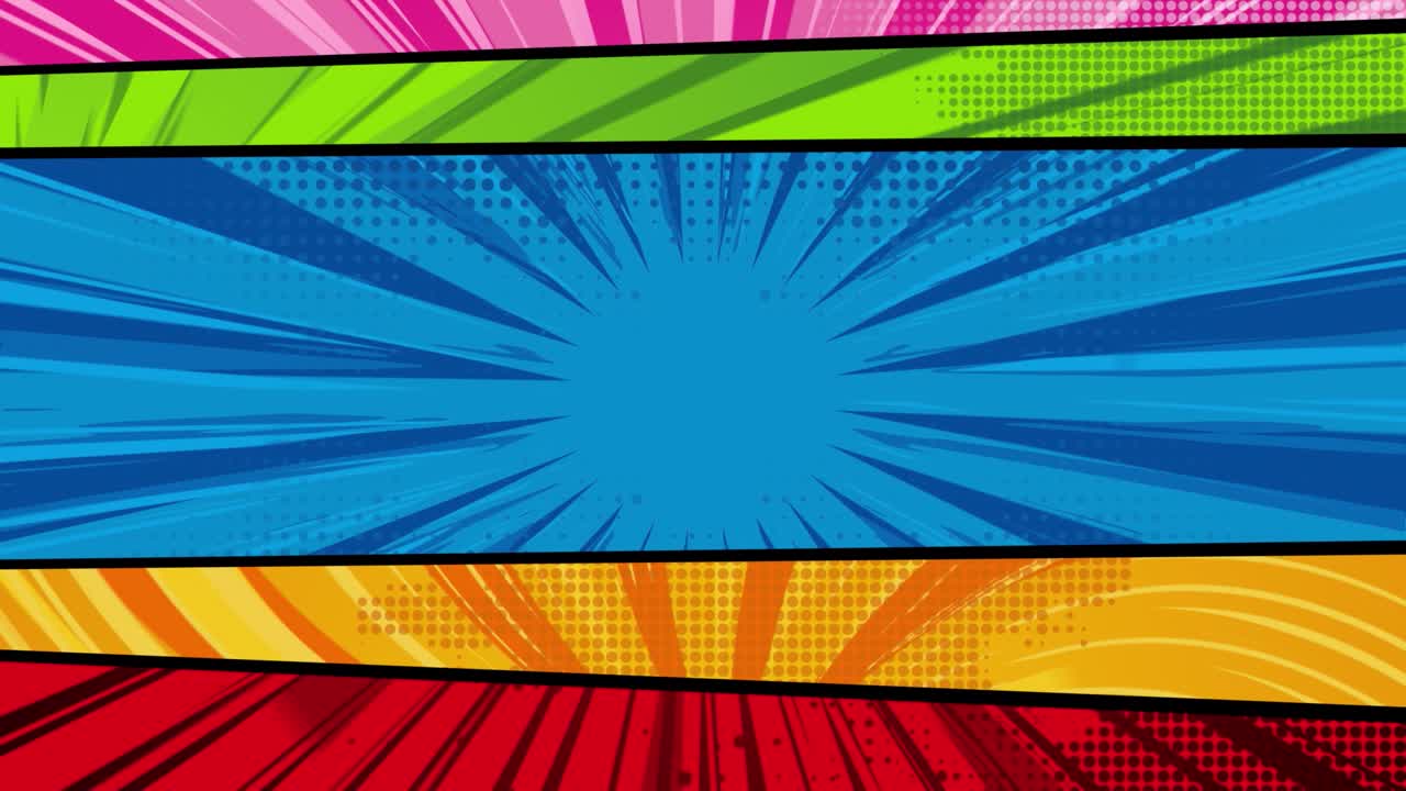 fondo de arte pop con puntos y líneas de velocidad.