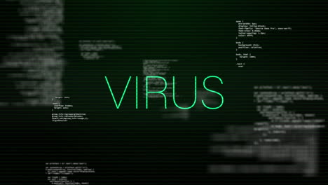 animation of virus text over data processing