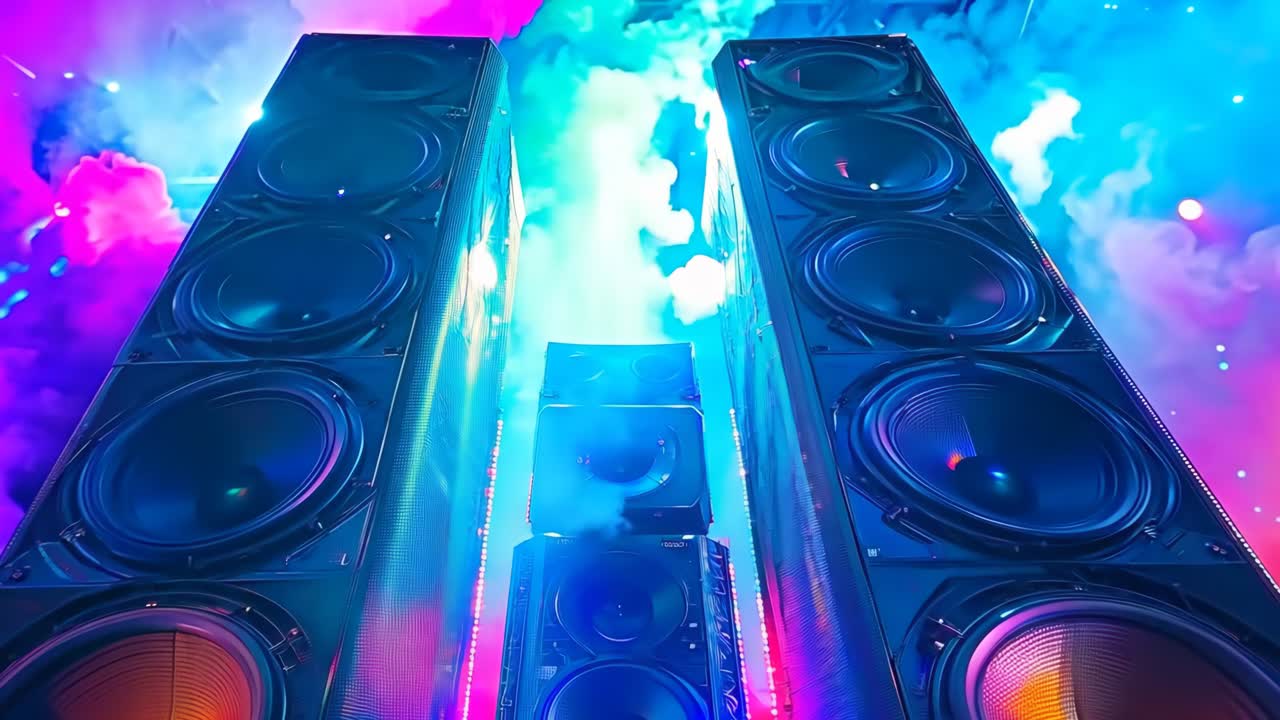 테이블 위에 앉아 있는 스피커 한