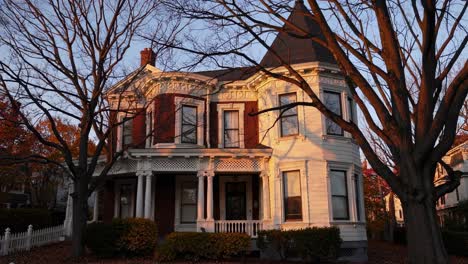 vintage victorian house at sunset