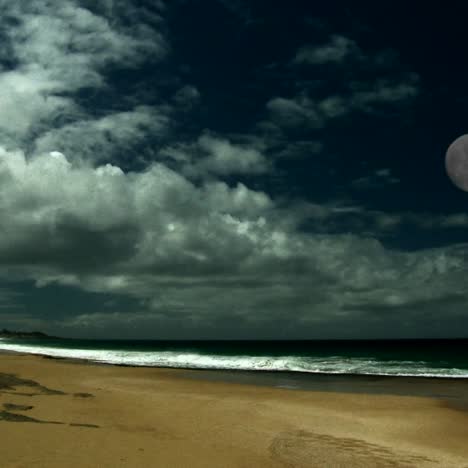 the full moon over a beautiful sandy beach