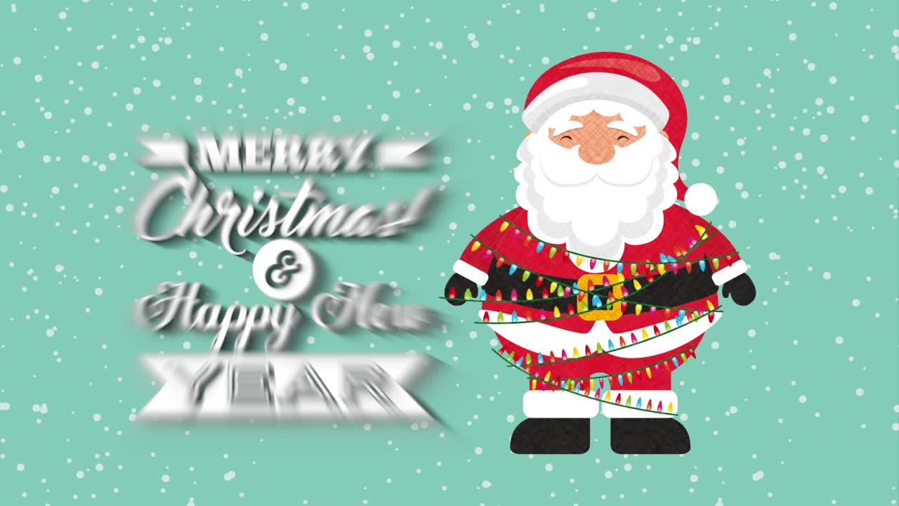 산타클로스 캐릭터와 함께 메리 크리스마스 애니메이션