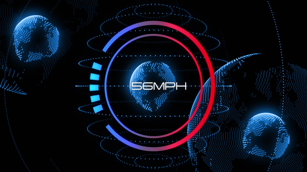 animación de números cambiantes y globo en círculos de carga sobre globos contra fondo negro