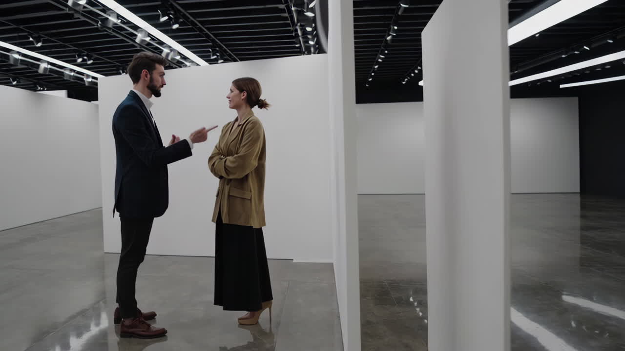 Business people in an art gallery