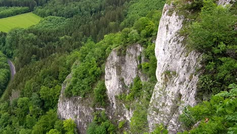 static view of beautiful white rock formation on mountain, schwarzwald germany.