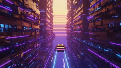 flying car in a neon cyberpunk cityscape