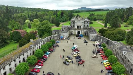 ireland epic locations drone flying over classic car show at stanley home curraghmore house co. waterford ireland in summer