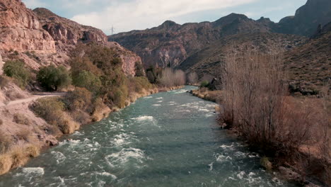 the marvelous atuel river with its powerful rapids on a beautiful winter day