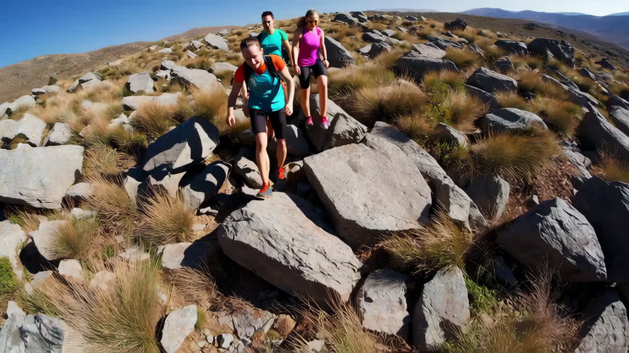 Women Trail Runners on Rocky Mountain Terrain