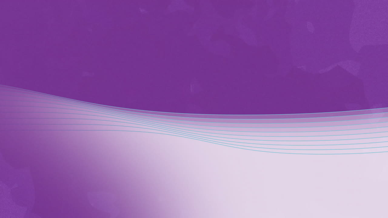 Flowing blue wave lines on purple and white gradient background animation