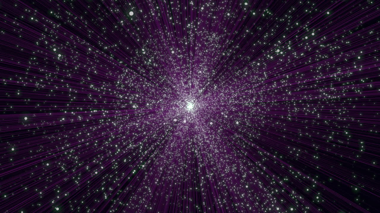 Neon geometric and abstract sphere with glitters and lines on black gradient