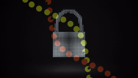 animación de un candado y una cadena de adn sobre un fondo negro