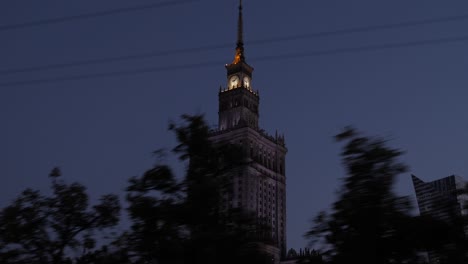 city in the night, palace of culture,warsaw - capital of the poland