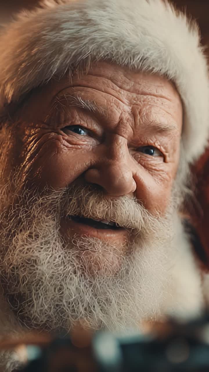 Un momento di gioia catturato: il sorriso rassicurante di una figura allegra, che incarna lo spirito del dono e porta felicità a tutti durante le feste.