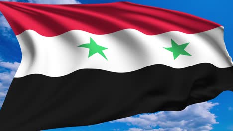 flag of syria against a cloudy sky (alpha channel, loopable)