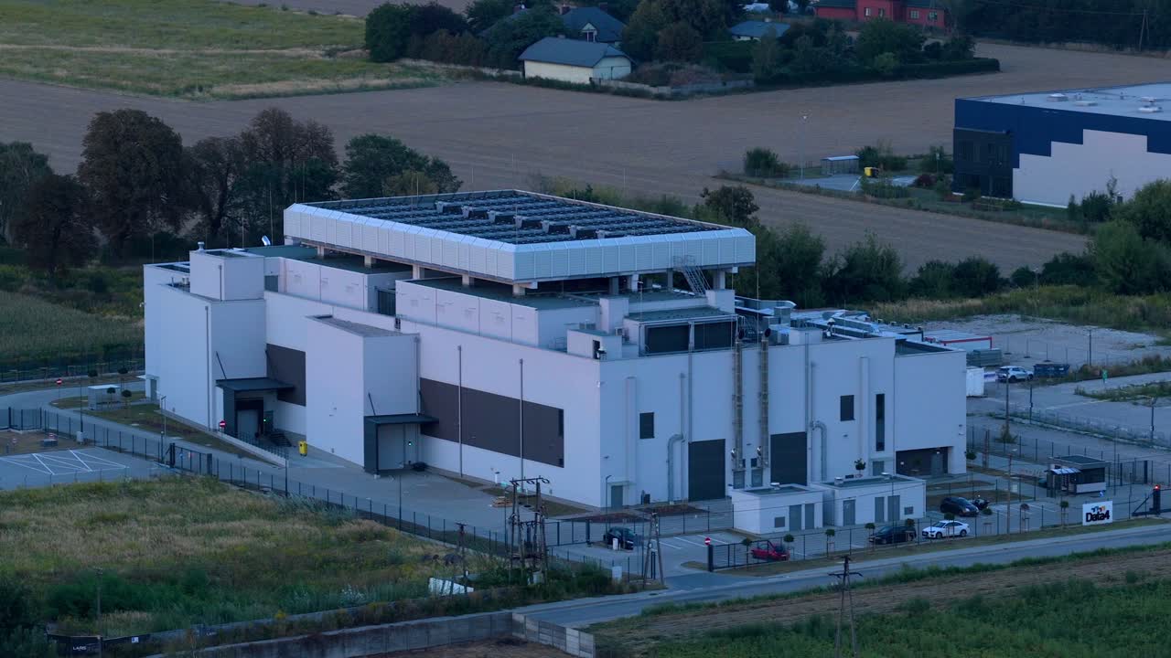 Aerial view of Warsaw data center, modern and secure infrastructure