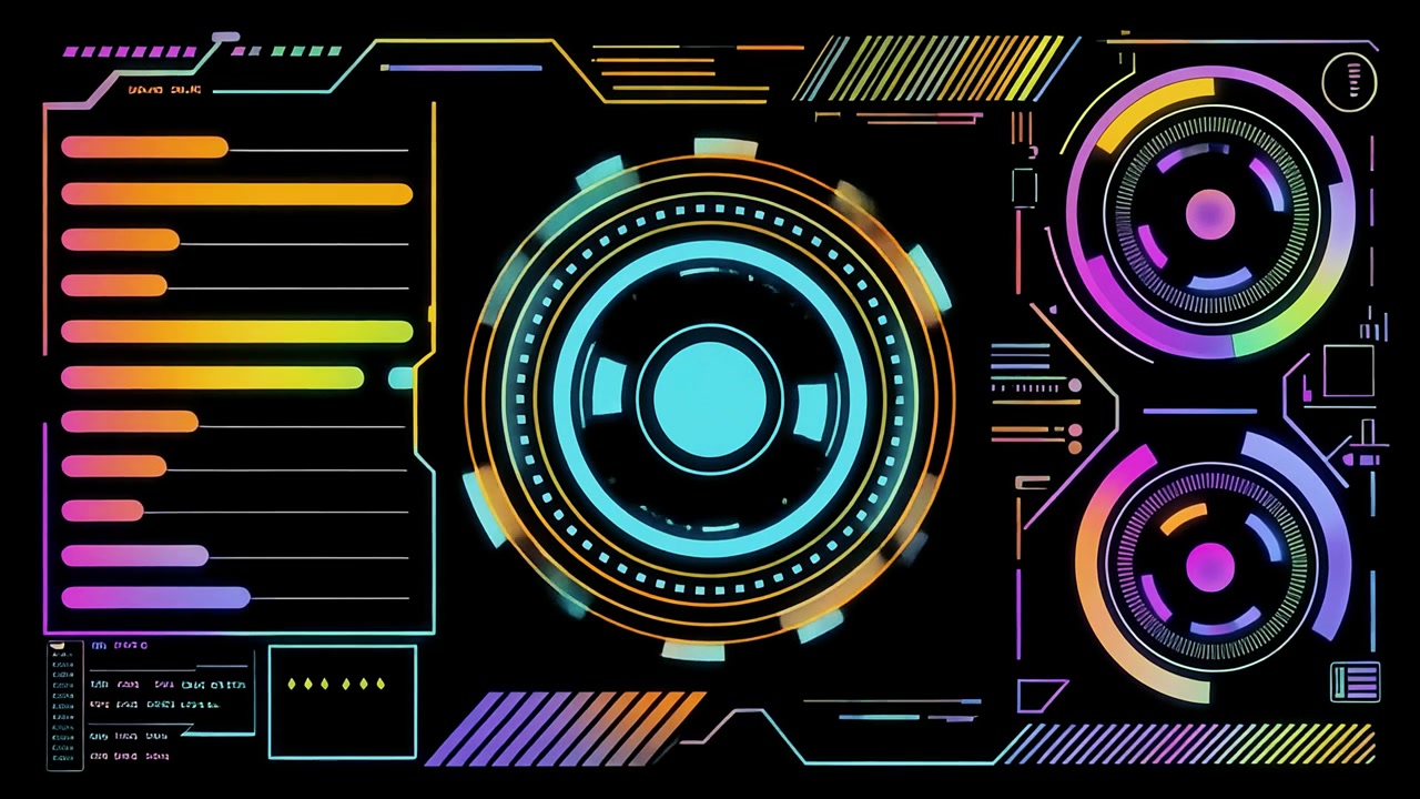 Animated Futuristic HUD Digital Display with Data Visualization