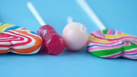 rainbow heart shape lollipop close up