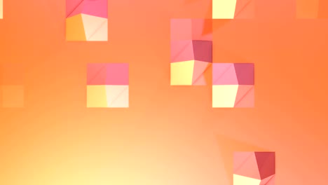 simple low poly 3d surface as psychedelic background. soft geometric low poly motion background of shifting pure pink orange red polygons. 4k fullhd seamless loop background with copy space