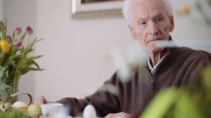 Senior Man Retirement Lonley Senior Man Siting Alone At Table