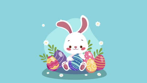 lindo conejito de pascua con huevos