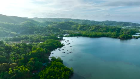 Aerial view of a remote fishing village in the Philippines