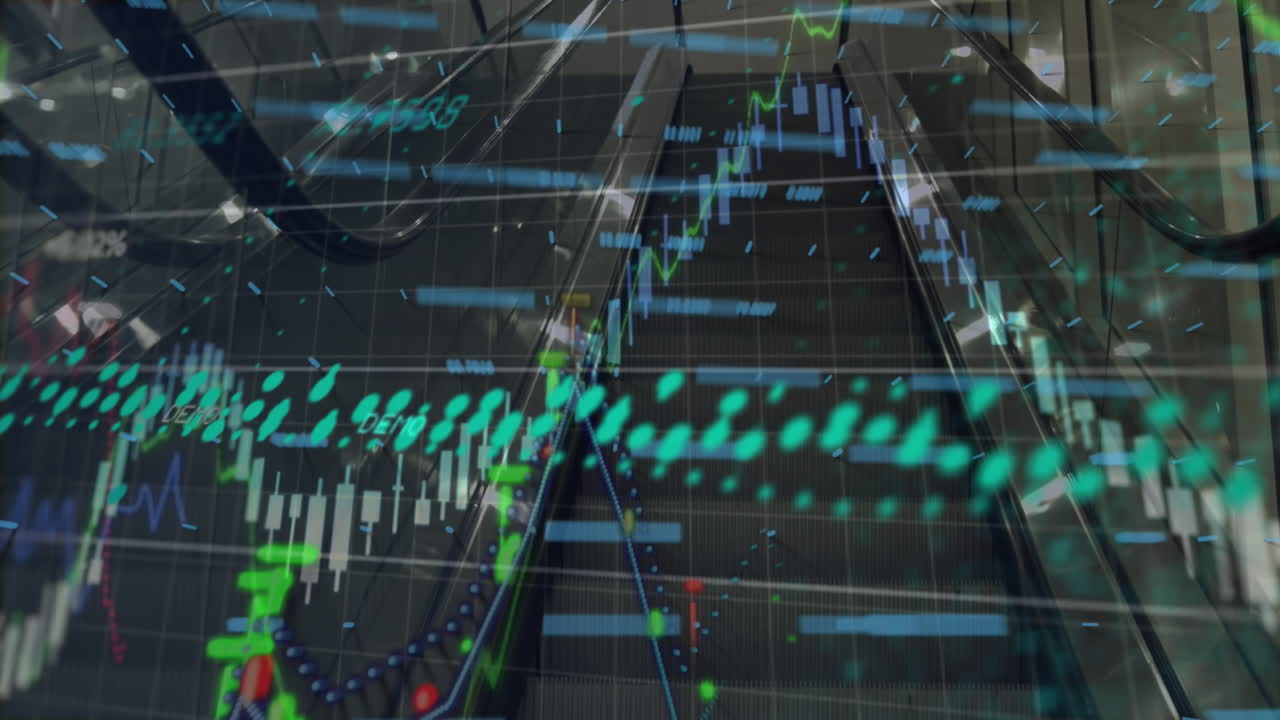 animación del procesamiento de datos financieros a través de servidores informáticos