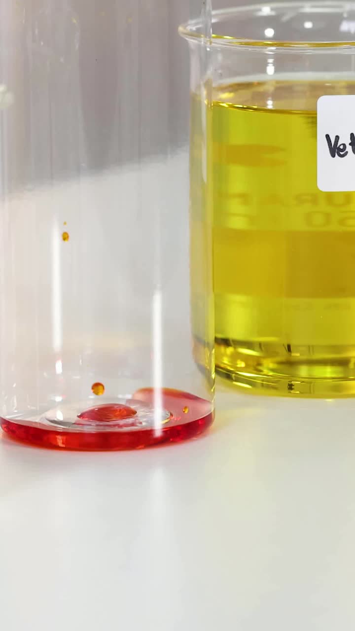 experimento de mezcla de colorantes en aceite y agua