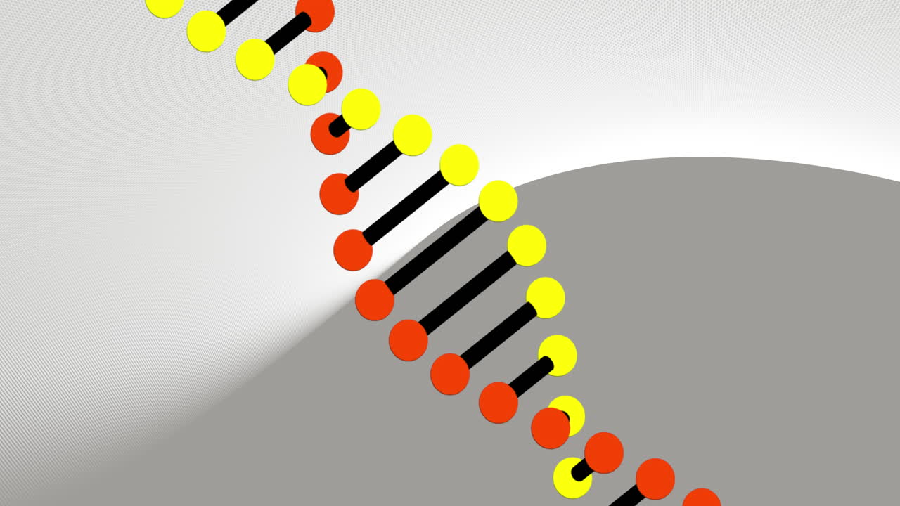 회색 배경에 복사 공간과 함께 dna 가닥이 회전하는 비디오
