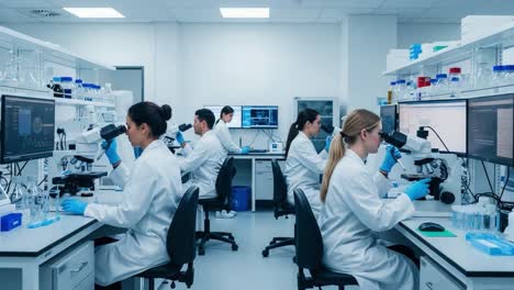 scientists conducting experiments in a modern research laboratory