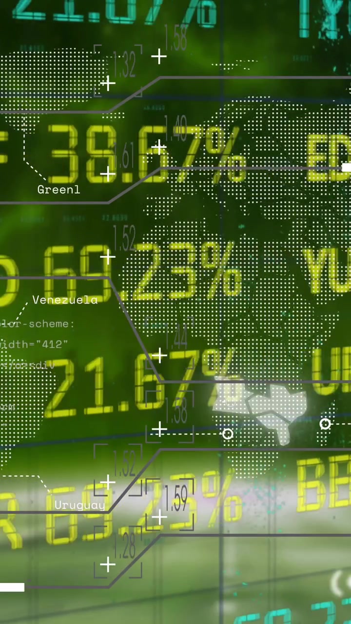 Animazione dell'elaborazione dati su una mappa del mondo
