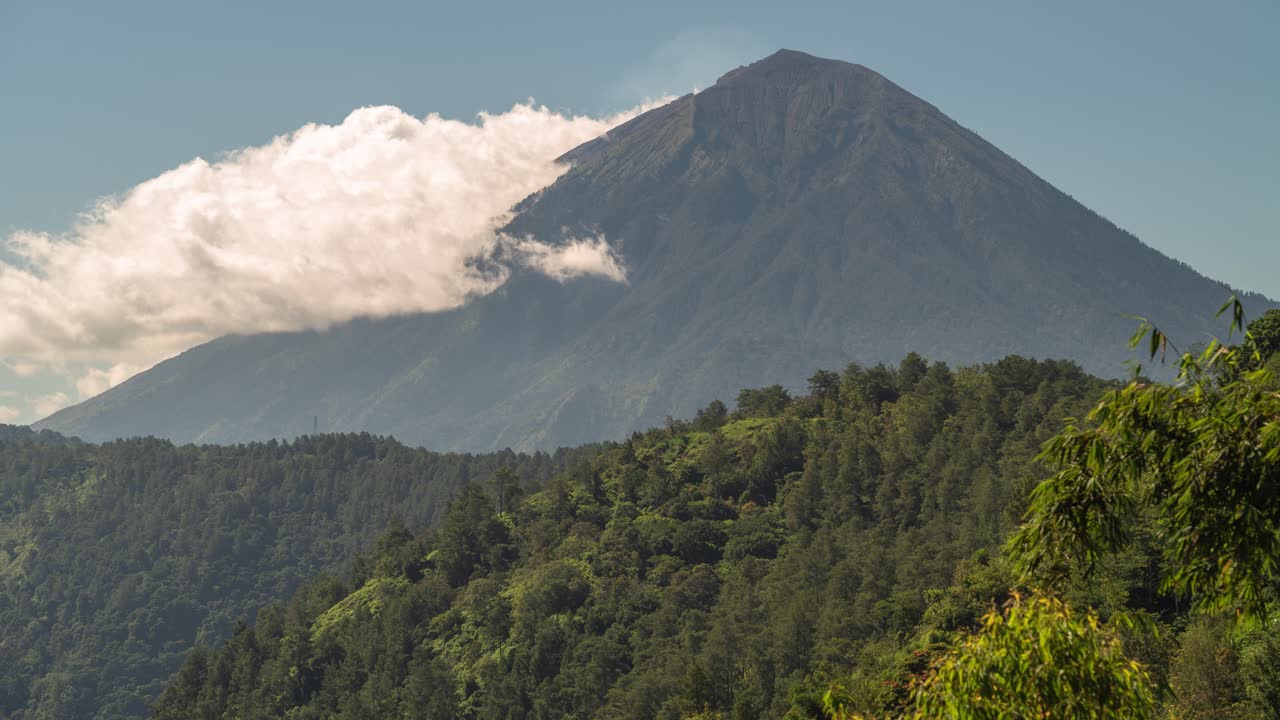 Volcanic Mountain Landscape with Clouds
