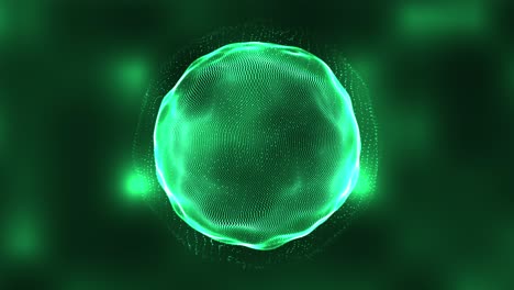 high tech field with glow particles on sphere. 3d animation background