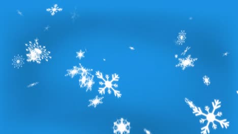animation of falling snow over blue background