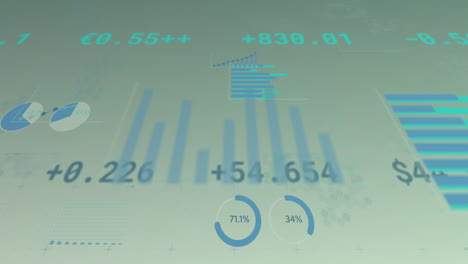 animación de datos financieros y gráficos sobre un fondo verde