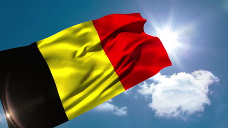 Belgische-Nationalflagge-Weht-Im-Wind