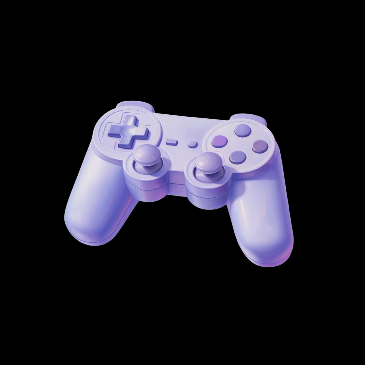 Purple gaming controller illustration animation isolated asset, transparent 4K video, alpha channel