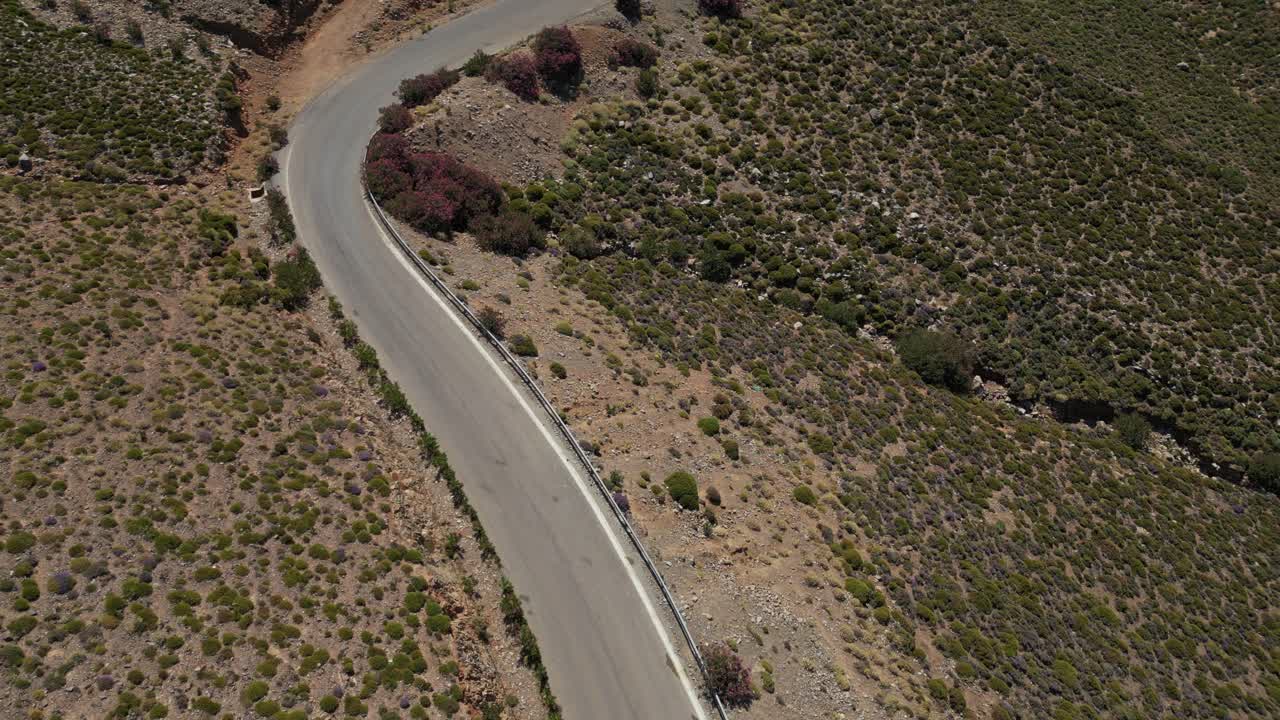 Driving On The Mountain Roads Near Chania In Crete, Greece. Aerial Drone Shot