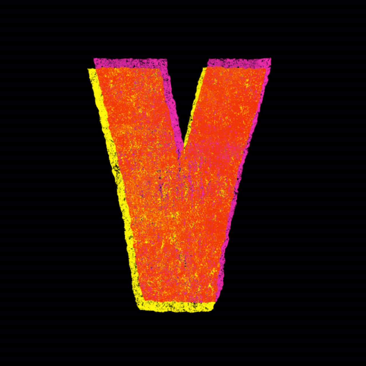 Lettera V Animata Effetto Consumato con Contorno Colorato
