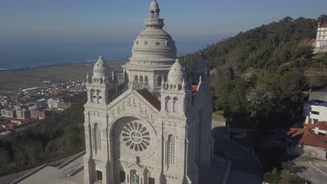 aerial landscape of viana do castelo and santa luzia cathedral, portugal