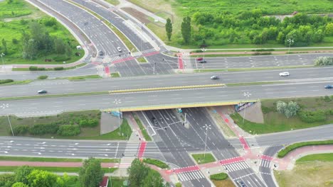 Aerial-view-of-super-highway-during-rush-hour