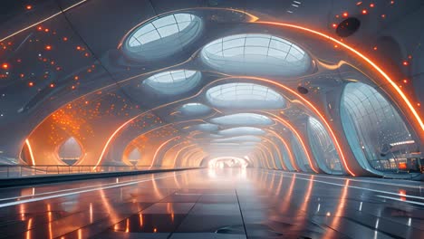 futuristic illuminated corridor with abstract architecture