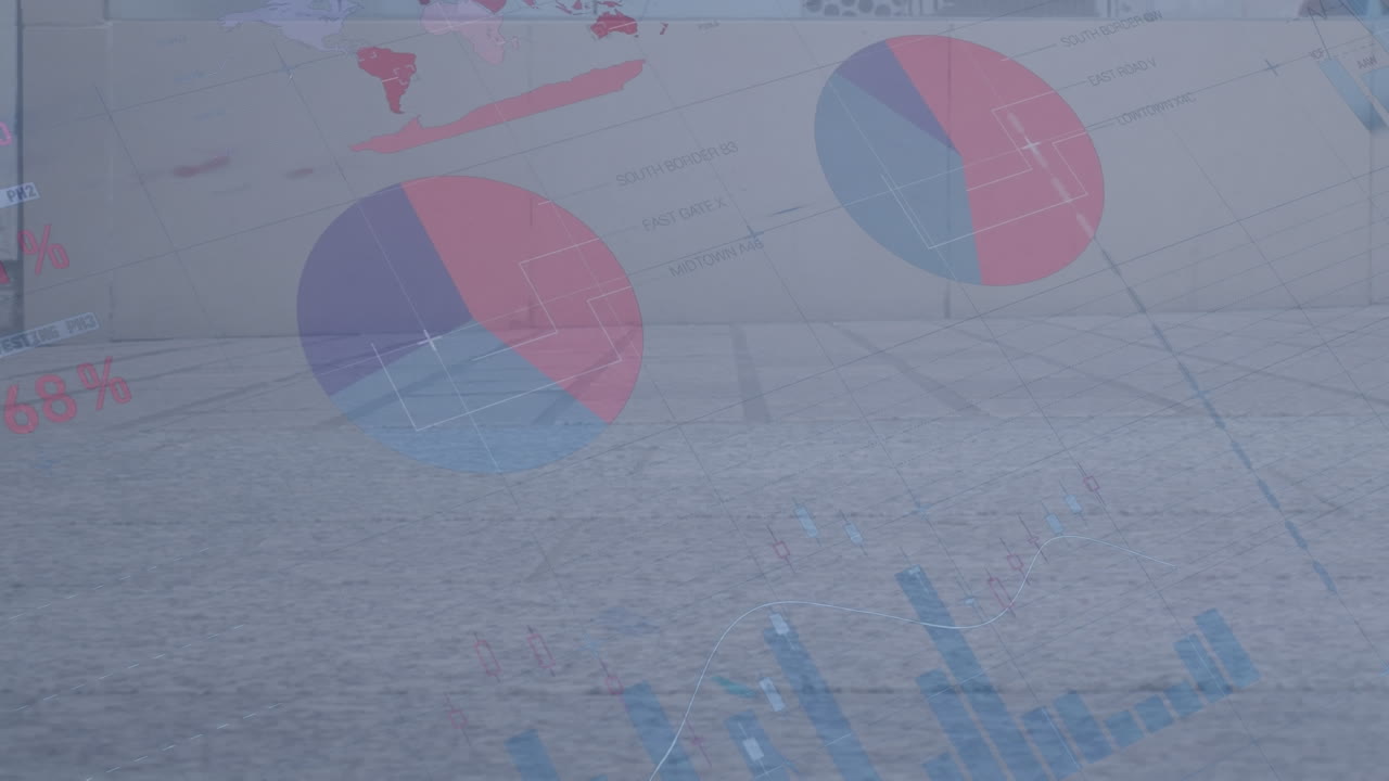 animación del procesamiento de datos estadísticos sobre la sección baja de personas que caminan por la calle.