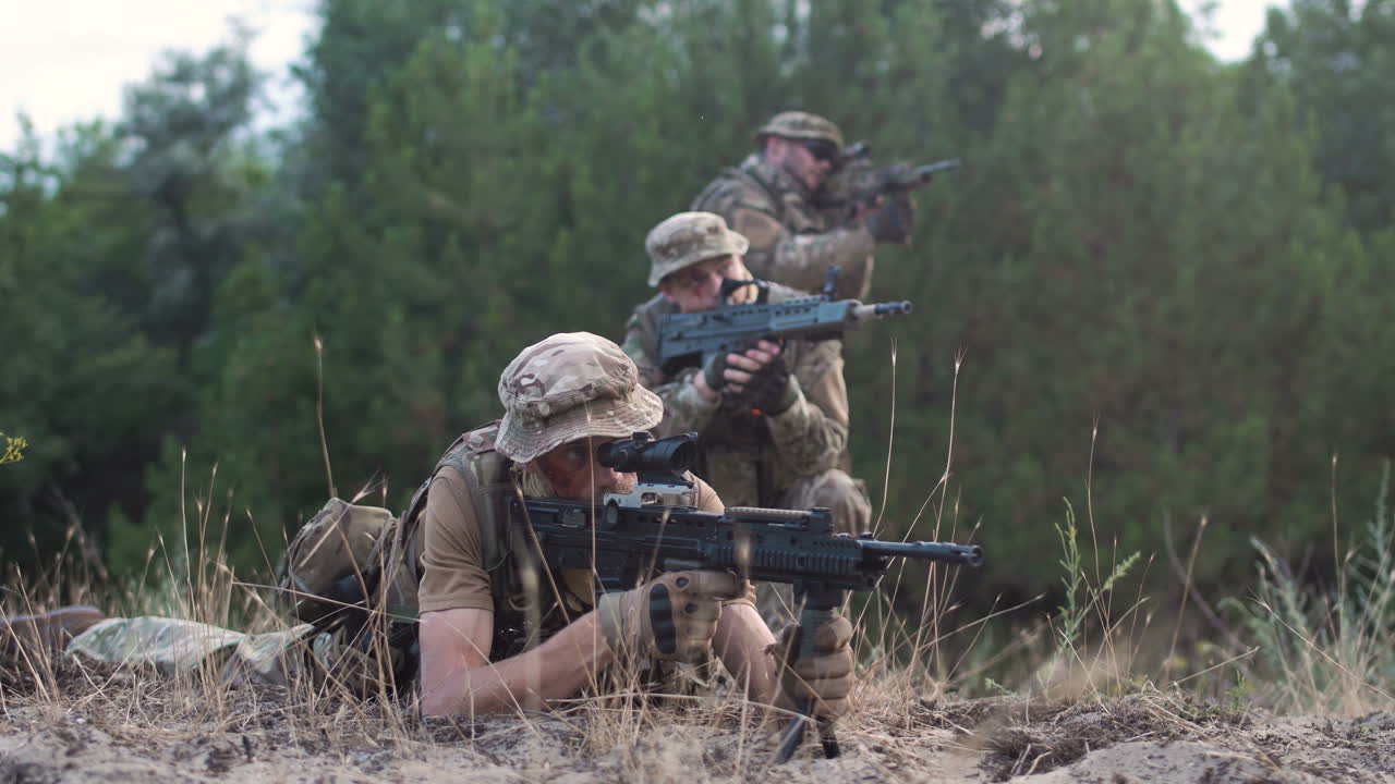 Soldiers in Camouflage Uniform During Training Exercise