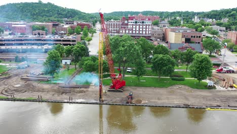 riverfront construction project in city