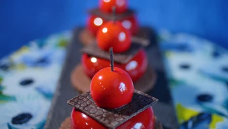 red chocolate dessert trio